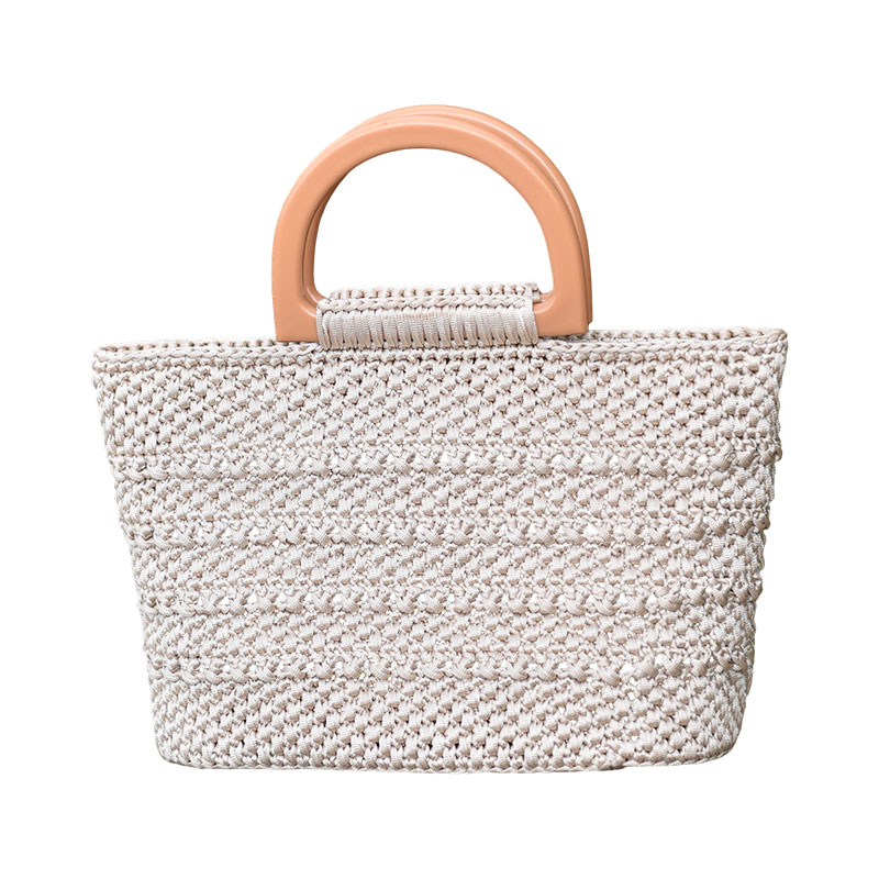 Handwoven Cream Top-Handle Bag
