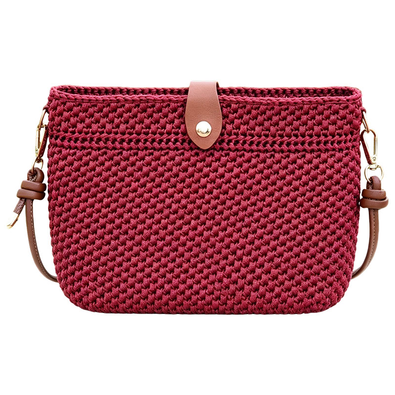 Handwoven Wine Red Crossbody Bag